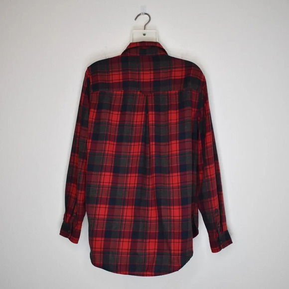 American Eagle Plaid Boyfriend Fit Shirt Button Down Sz L Cotton Blend Preppy - Picture 8 of 15